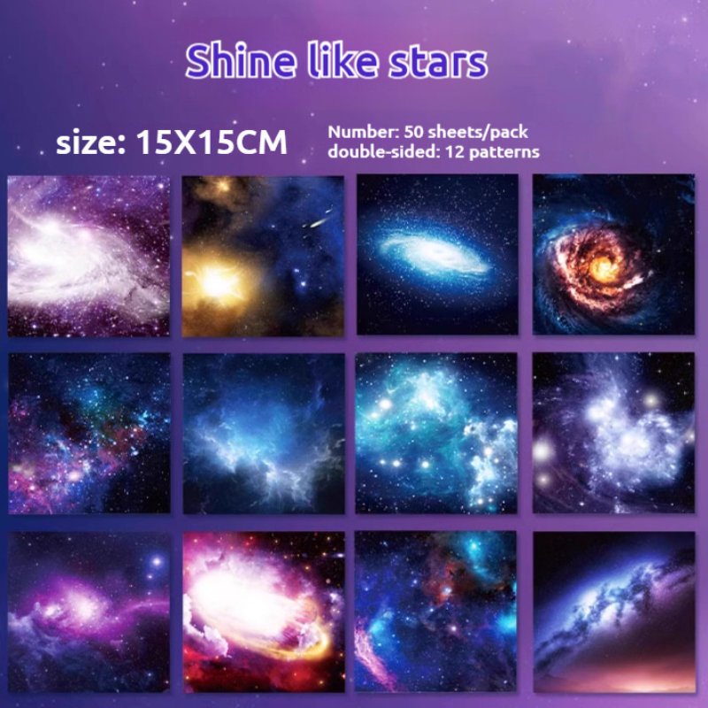 50pcs Creative Square Star Sky Constellations Origami Paper Kid DIY Handmade Double-sided Coloring Fold Craft Paper Art Gift