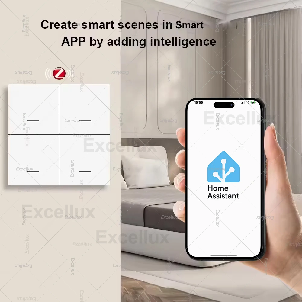 Interruptor de escena inteligente ZigBee, interruptor de escena inalámbrico, 4 entradas, 12 modos, controlador de botón pulsador de escenario automático, compatible con Zigbee2mqtt