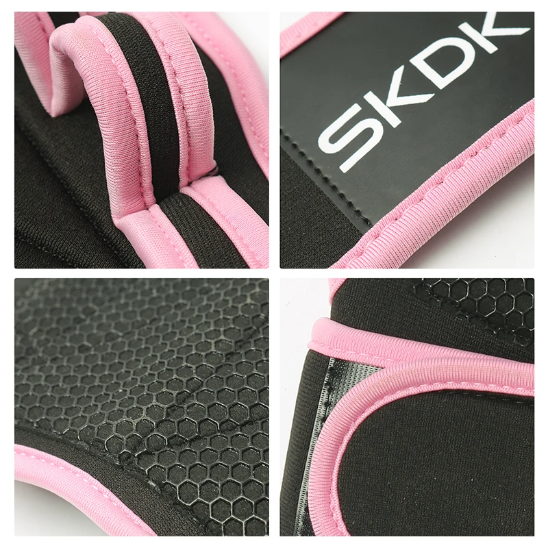 Luvas de treino com envoltórios de pulso antiderrapante silicone palma proteção levantamento de peso fitness ginásio luvas cor rosa para mulher