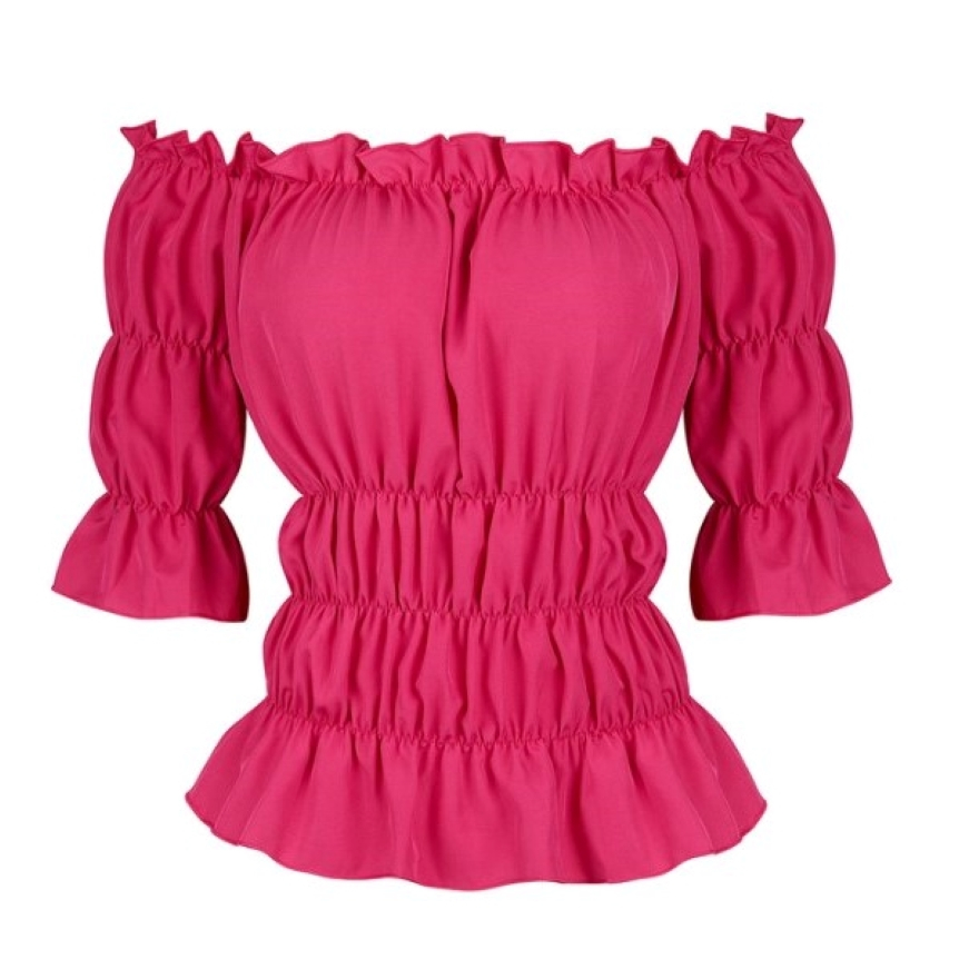 ผู้หญิงยุคกลาง Renaissance Pirate Corset เสื้อปิดไหล่เอวยางยืด Steampunk เสื้อแขนสั้น