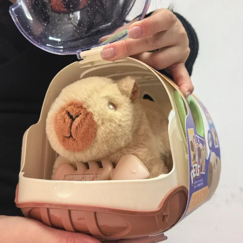 Capivara elétrico andando boneca brinquedo com som crianças bonecas de pelúcia elétrica brinquedo animal capivara figura de pelúcia conjunto cor aleatória