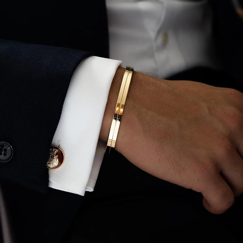 Pulsera fina para hombre, brazalete de acero inoxidable, brazalete fino, puño de novio, regalos para él, regalos del día del padre