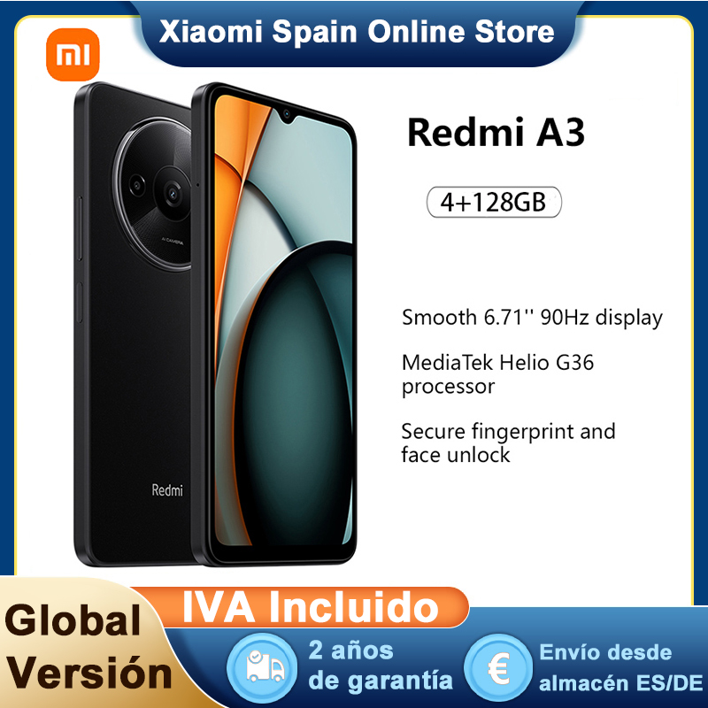Xiaomi Redmi A3 Versione globale Smartphone Mediatek Helio G36 Schermo HD da 6,71 pollici Doppia fotocamera Batteria da 5000 mAh Carica rapida da 10 W