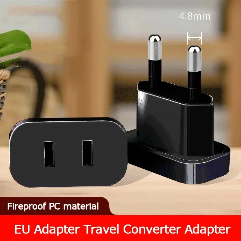 1 Uds. Adaptador de enchufe de alimentación de 4,8mm enchufe de EE. UU. A UE Euro Europa convertidor de enchufe adaptador de viaje salida de convertidor de corriente