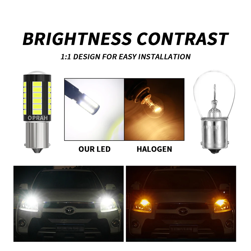 Oprah 2 stks LED 1156 BA15S P21W 1157 BAU15S PY21W P21/5 W BAY15D Voor Auto Vrachtwagen ATV Licht 5630SMD Richtingaanwijzer DRL Lamp 12 V 24 V
