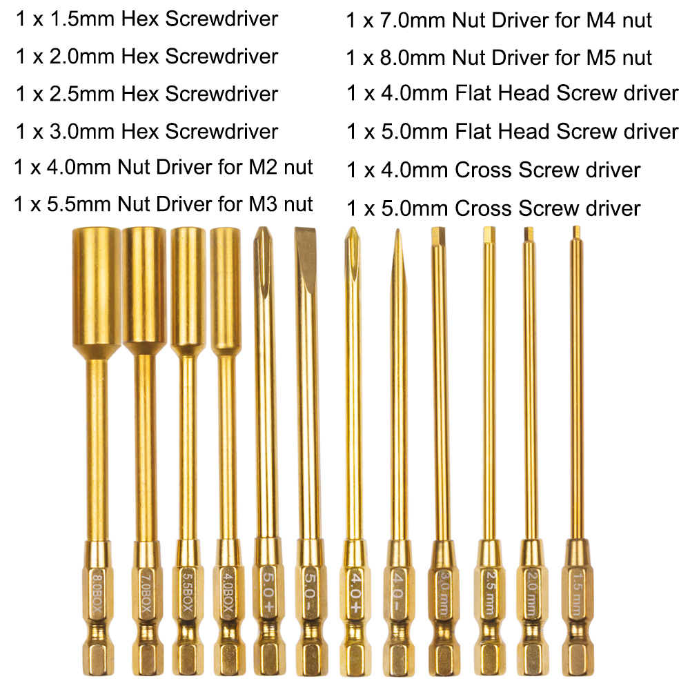 4 in 1 ไขควงหกเหลี่ยม 1.5 2.0 2.5 3.0 มม.6.35 มม.เปลี่ยน Allen Key Hex สกรูประแจเครื่องมือสําหรับ 1/8 1/10 RC รถ SCX10 TRX4