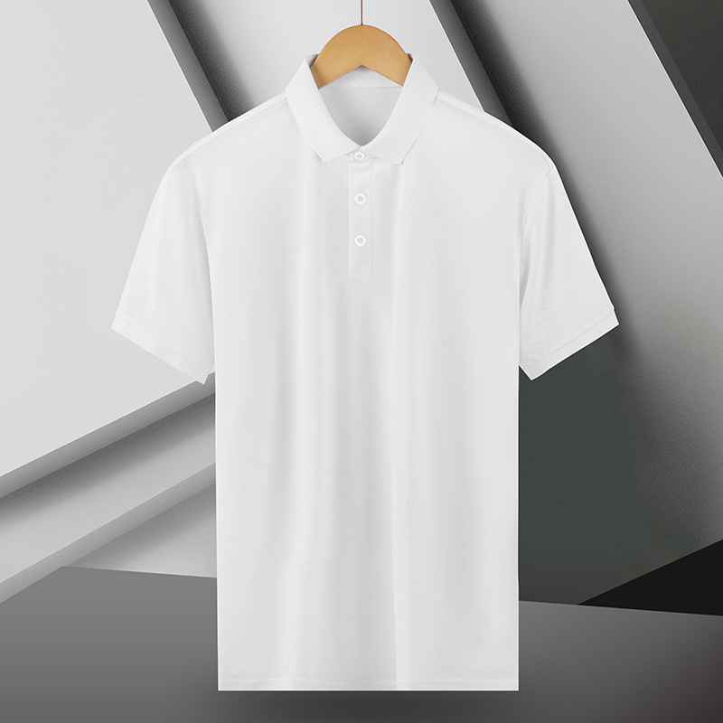 Zomer Ijs Zijde Poloshirt High-End T-shirt Effen Kleur Nieuwe Half Mouw Niet-markerende Casual Revers Zakelijke Dunne Herenkleding
