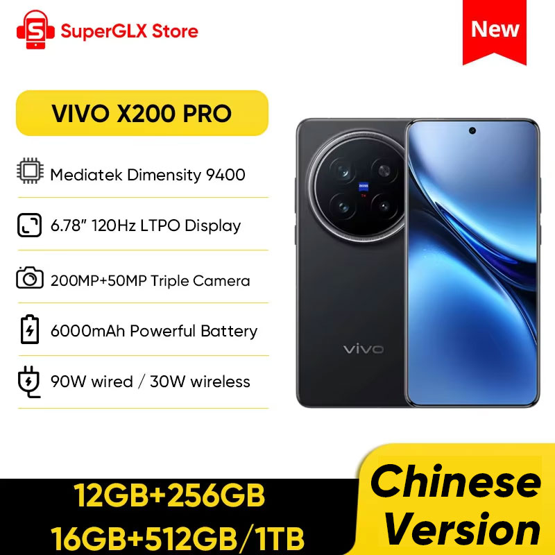 2024 nuevo Vivo X200 Pro versión china Mediatek Dimensity 9400 6,78 ''120Hz LTPO AMOLED pantalla 6000mAh batería 90W supercarga