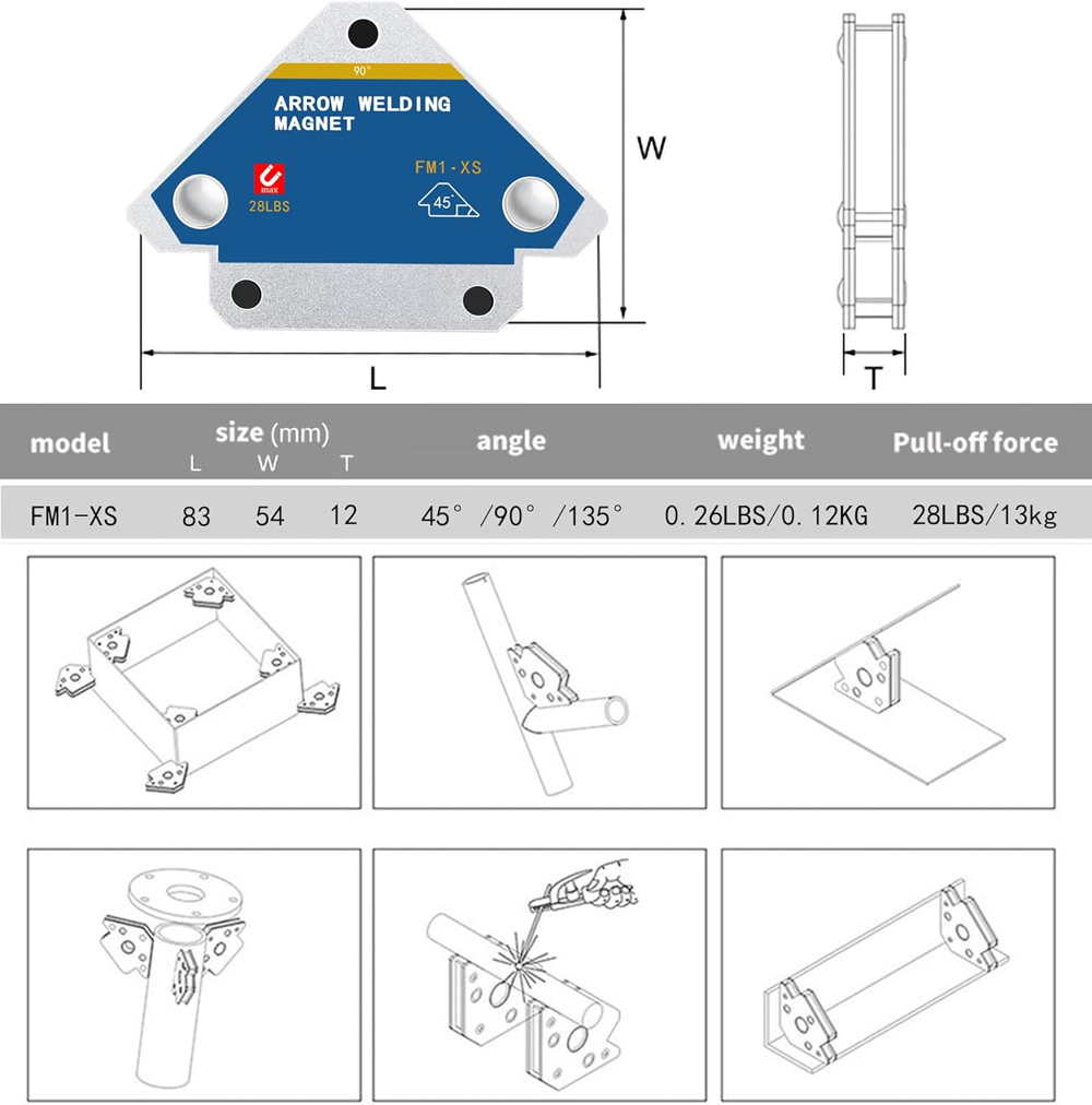 2pcs 12.5KG Magnetic Welding Holders Angle Solder Arrow Magnet Weld Fixer Positioner Ferrite Holding Auxiliary Locator Tools