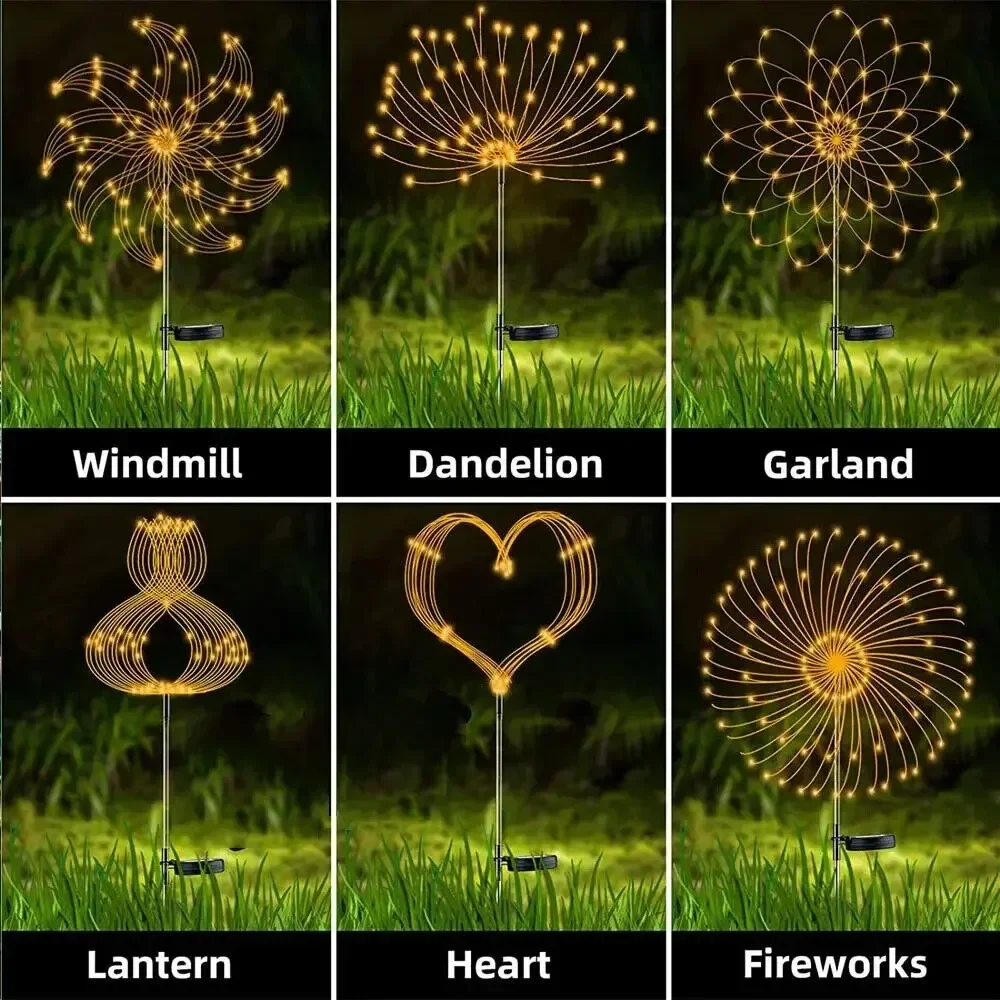 Lampe LED Solaire en Forme de enquêter d'Artifice Imperméable pour Décoration de Jardin, Luminaire Décoratif d'Extérieur, Idéal pour une Pelouse ou un Paysage