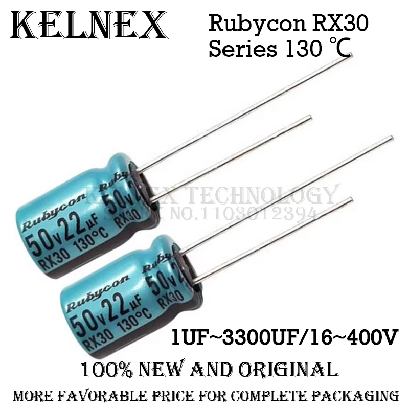 10 шт./лот Rubycon RX30 серии 130 ℃   Электролитический конденсатор DEC градусов 16 В 25 В 35 В 50 В 63 В 100 В 400 В 10 мкФ 47 мкФ 220 мкФ 330 мкФ 470 мкФ
