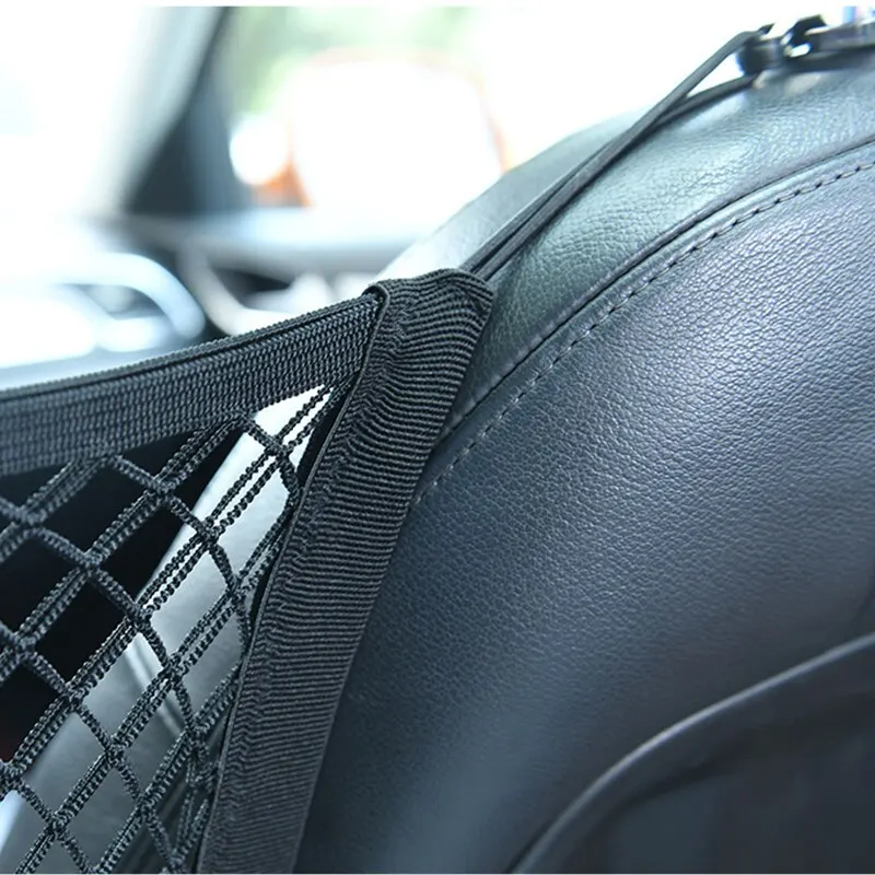 Bolsa de red de almacenamiento de coche entre asientos, organizador de red de malla elástica, accesorios para automóviles