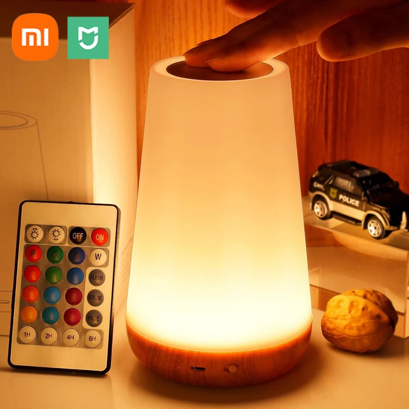 Xiaomi Mijia 13 luz nocturna que cambia de Color RGB Control remoto táctil regulable lámparas de mesita de noche portátiles lámpara recargable por USB