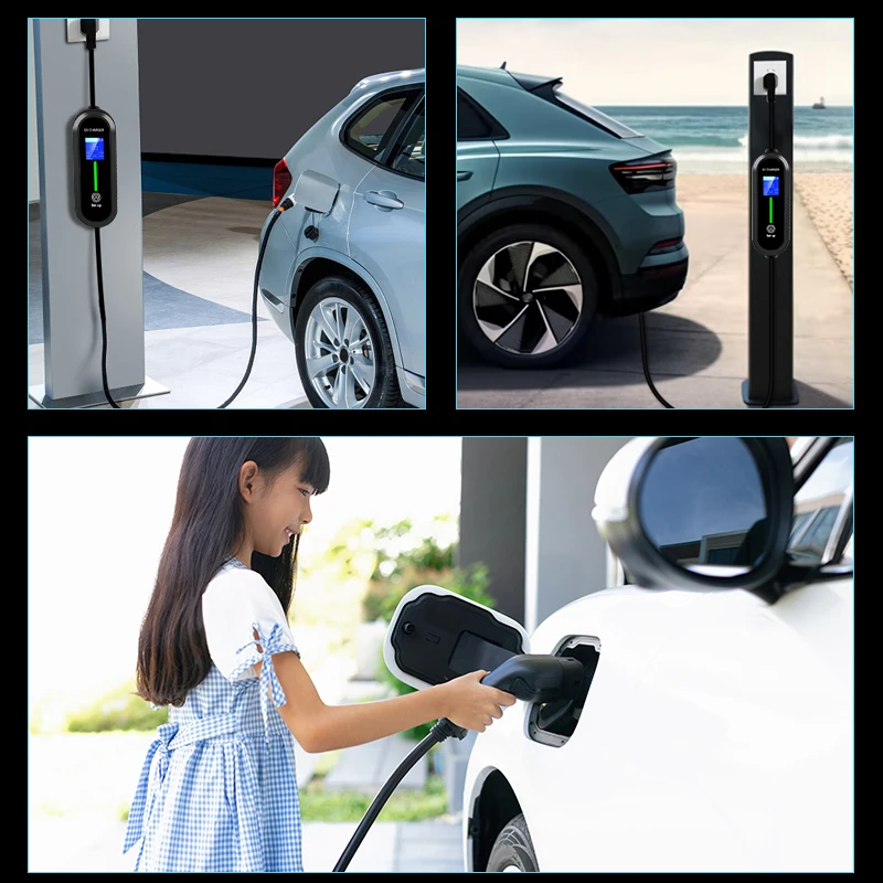 ACODO EV ポータブル充電器 Type1 Type2 GBT 充電器 US/Schuko プラグ WallBox 3.5KW 16A 調整可能な 4 種類の電流急速充電器