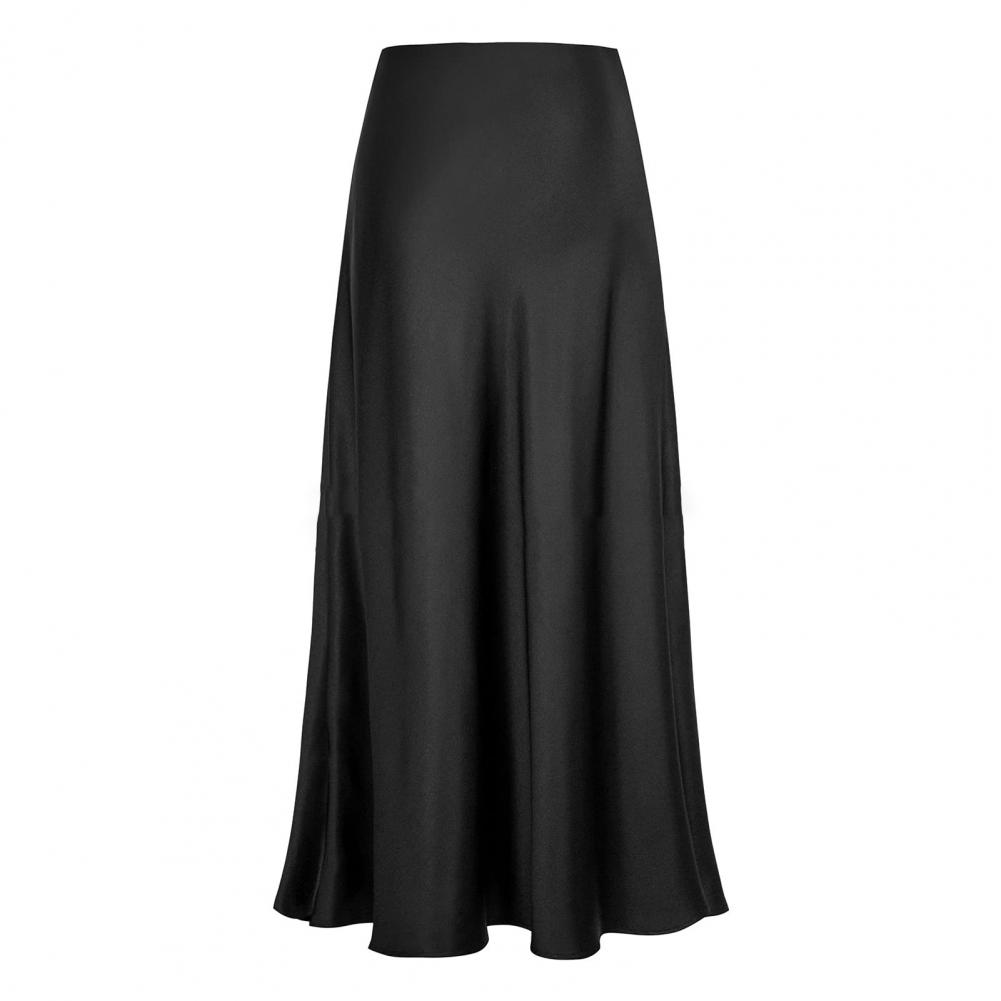 Saia maxi rabo de peixe elegante, saia de cetim de seda falsa para mulheres, cintura alta, linha a, escritório, cor sólida, acabamento brilhante