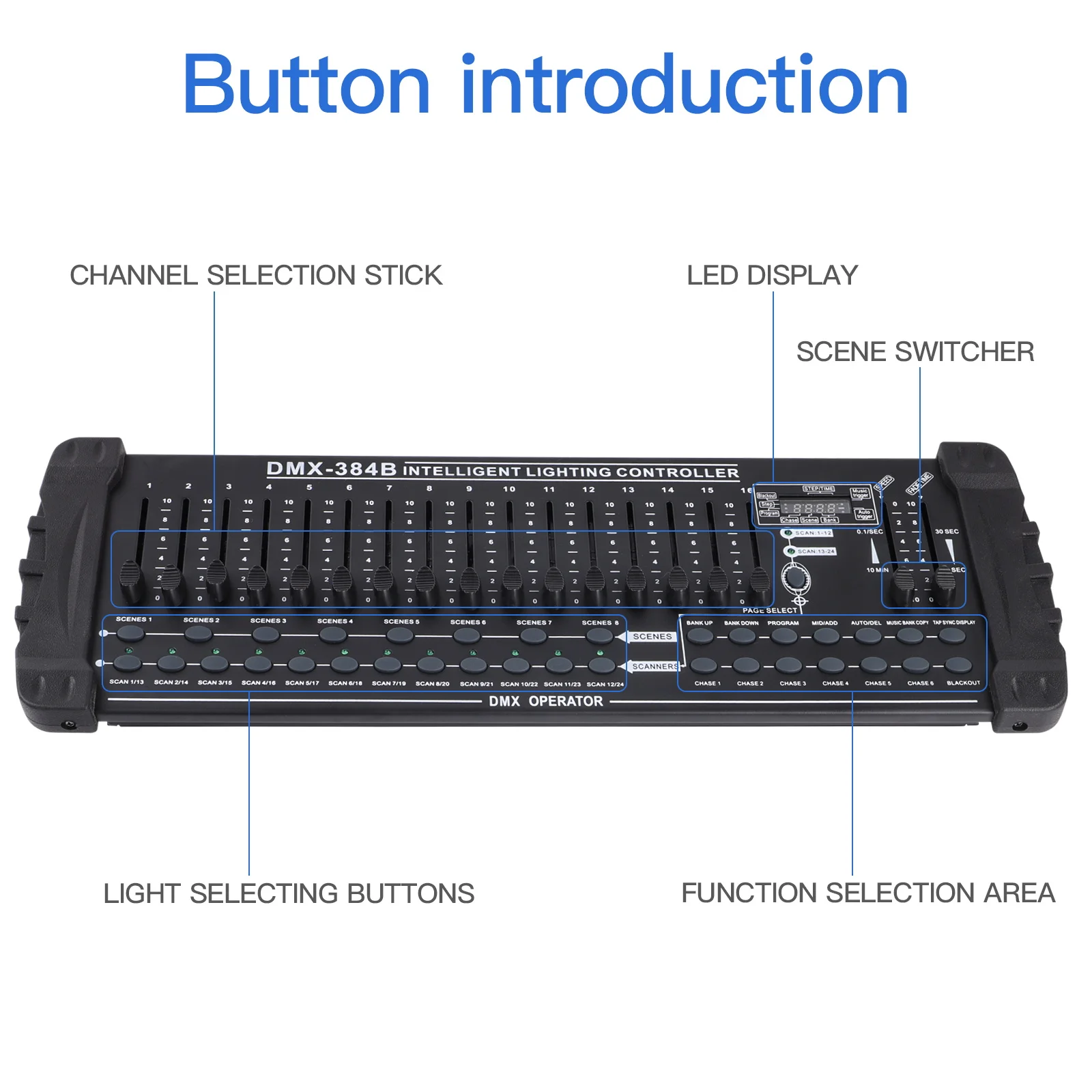 Fieryzeal 384 Channel Light Controller DMX512 High Quality Controller Console Operator for Live Concerts KTV DJs Clubs Equipment