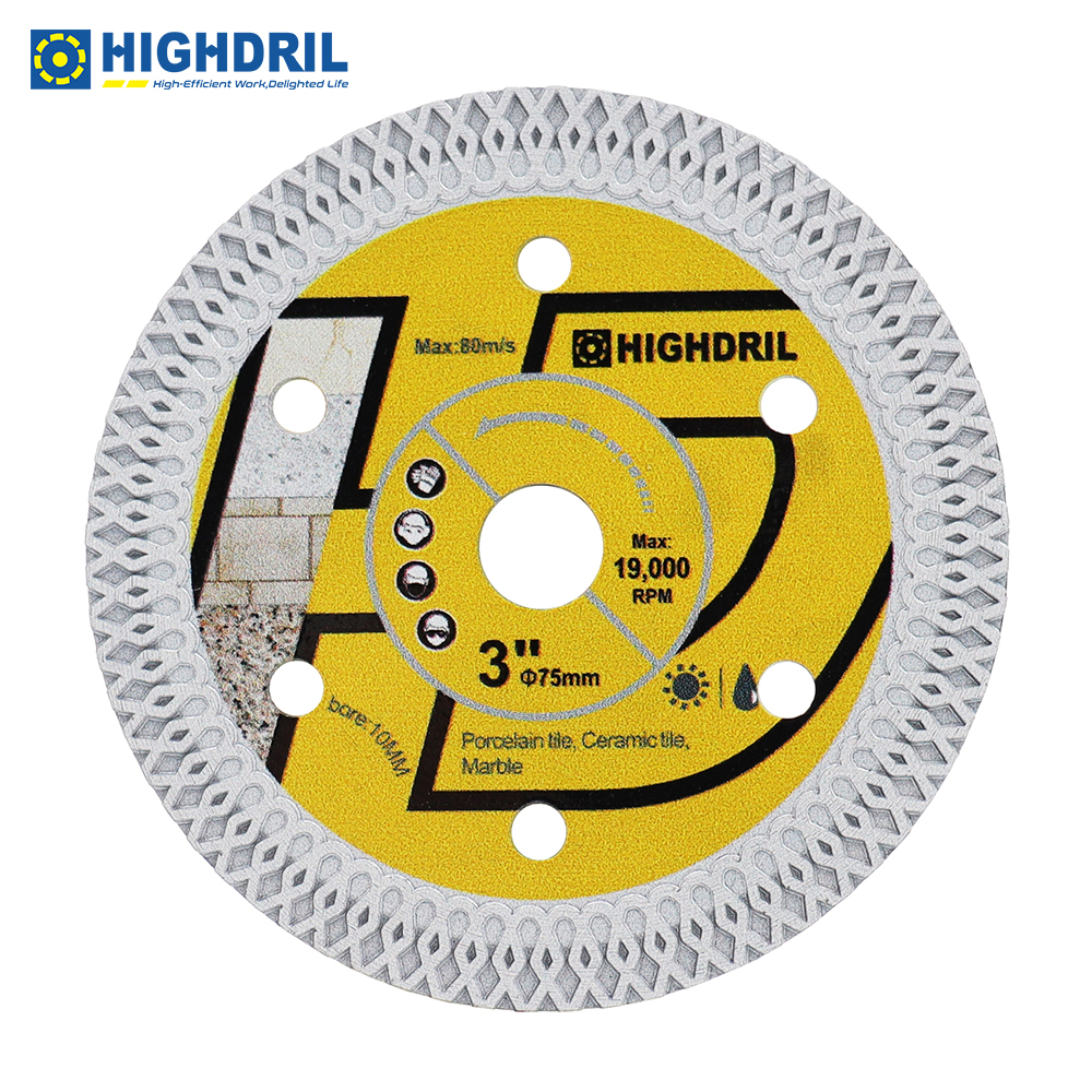 HIGHDRIL 1 Stück X Mesh 3 Zoll 75 mm Mini-Sägeblatt Fliesen Marmor Trennscheibe Keramik Porzellan Granit Rundsteinzeug Turbo