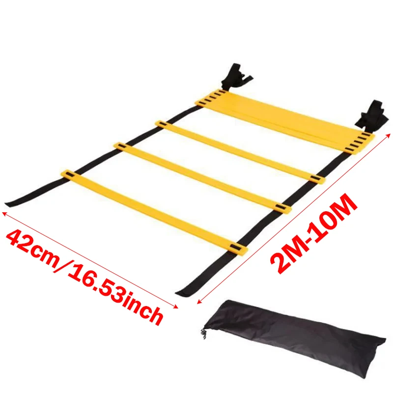 Agility บันไดสายรัดไนลอนฟุตบอลฟุตบอลความเร็วการฝึกอบรมบันไดอุปกรณ์กีฬาฟิตเนสวิ่ง Warm-Up บันไดการฝึกอบรมเครื่องมือ