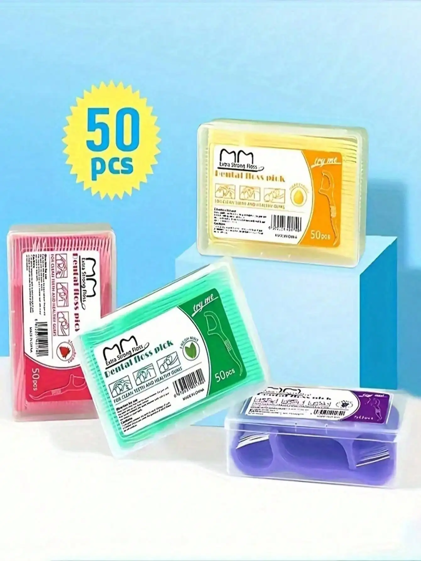 50 ชิ้น/กล่อง Super Thin Smooth Disposable Floss,บรรจุ,ผลไม้รสไหมขัดฟัน,Home Pack ไม้จิ้มฟัน,กล่องแบบพกพา