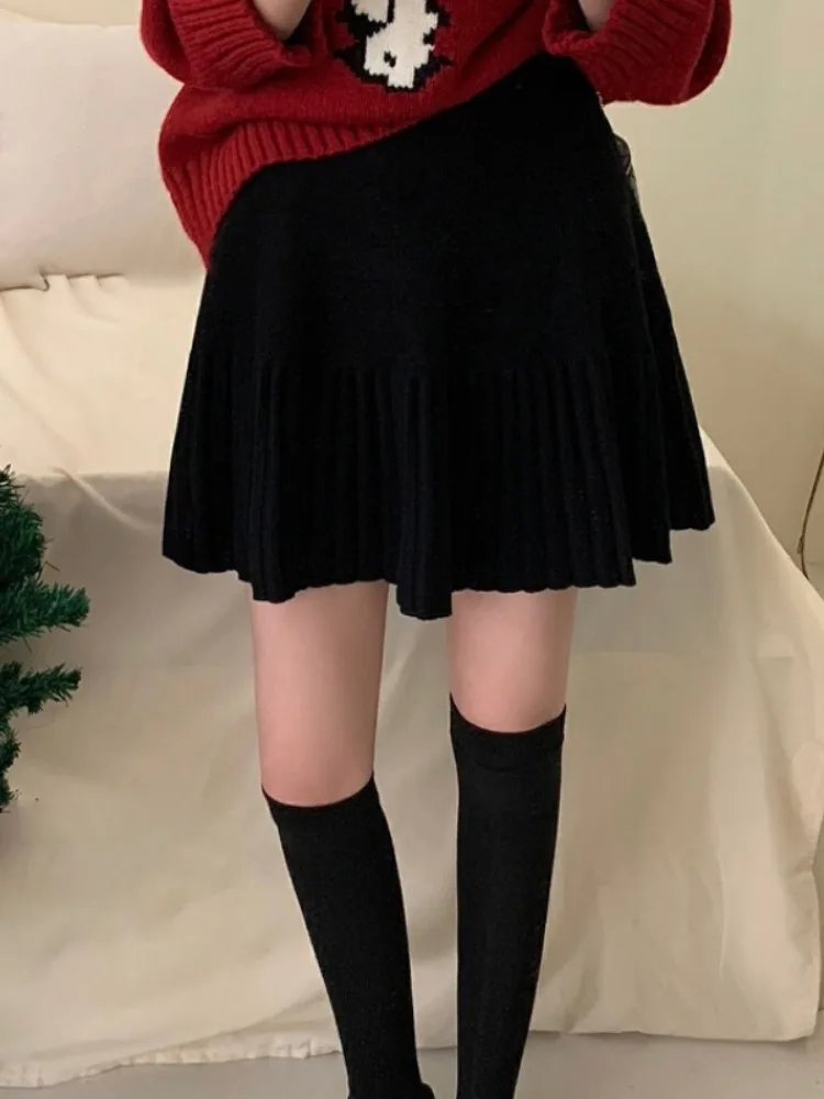 falda pada de punto con cintura elástica para mujer, falda corta informal versátil de corte a, color is, estilo coreano