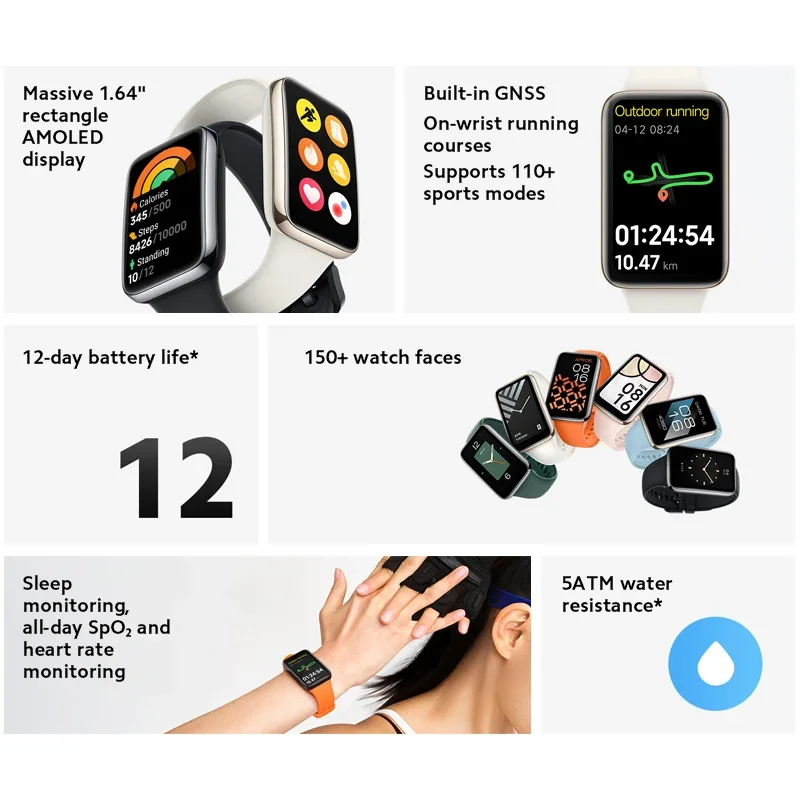 Original Global Version Xiaomi Mi Band 7 Pro AMOLED Screen Blood Sleep Breathing Oxygen Monitoring Health Management Smart Watch
