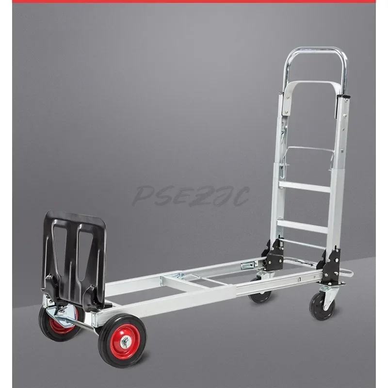 มัลติฟังก์ชั่นแบบพกพาพับ Handcart อลูมิเนียมอัลลอยด์ Flatbed เงียบบ้านกระเป๋าเดินทางจัดส่งด่วนเครื่องมือการขนส่ง