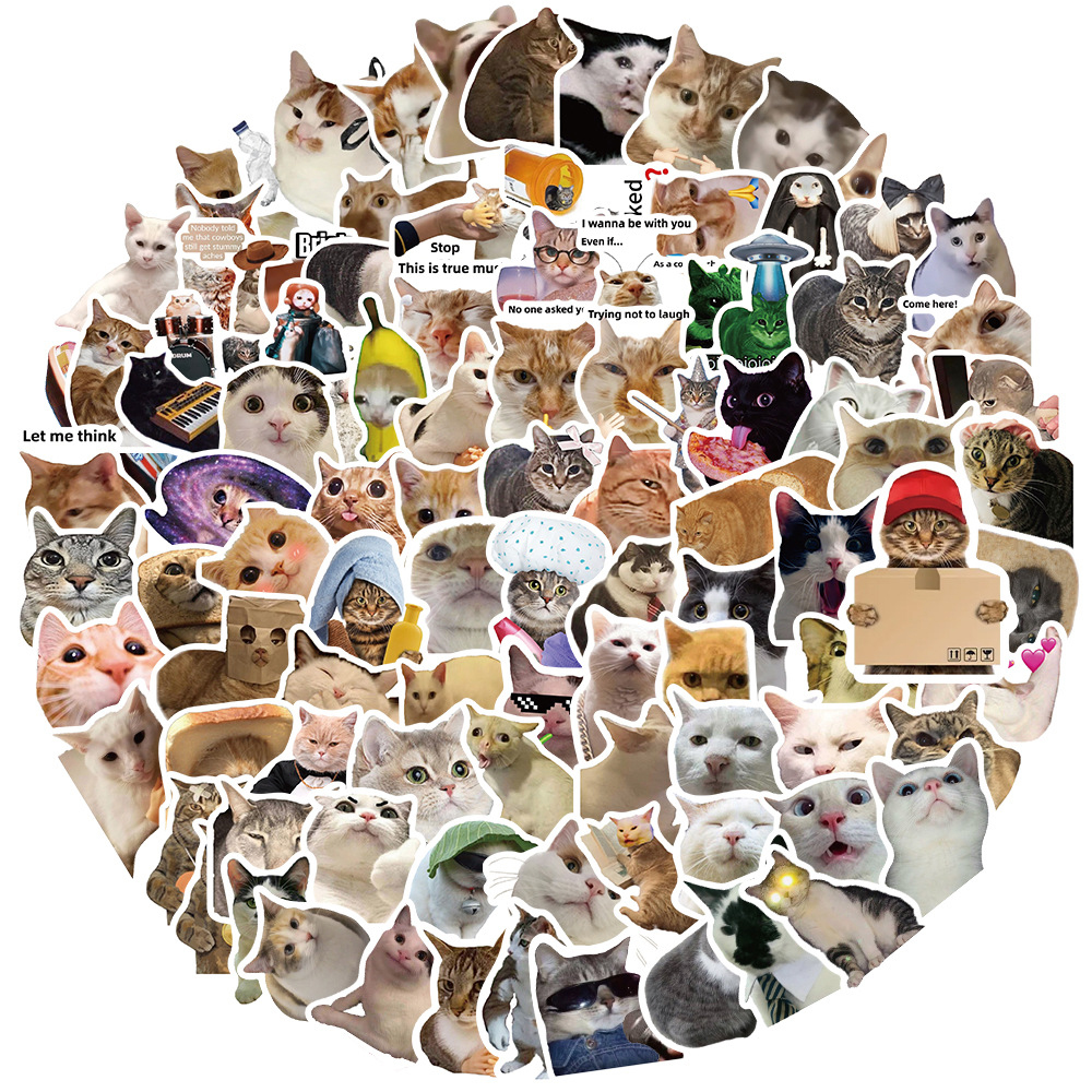 10/30/50/100 pçs bonito animal gato meme engraçado adesivos estéticos decalques decorativos notebook carro portátil criança dos desenhos animados adesivos pacotes