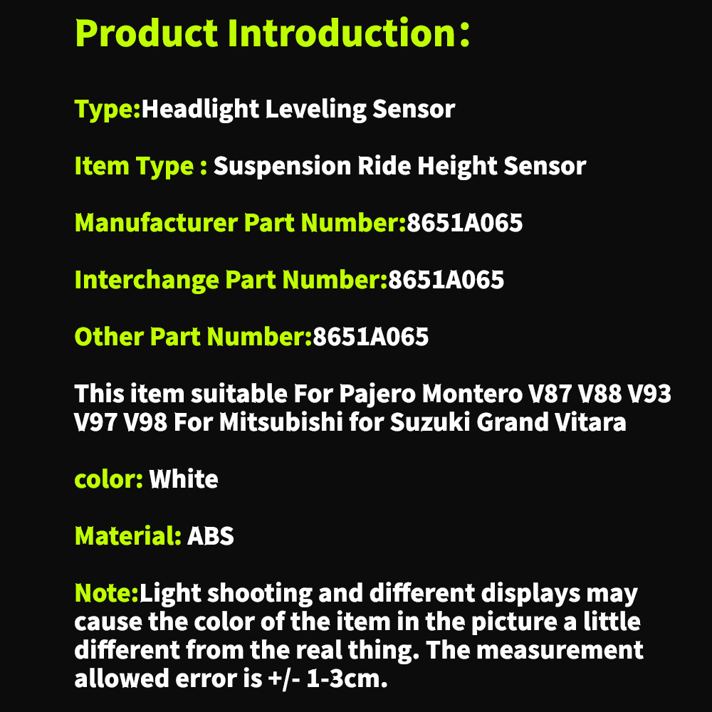 Новый передний и задний датчик высоты 8651A064 8651A065 подходит для Mitsubishi Pajero Montero 4 IV 2007-2016