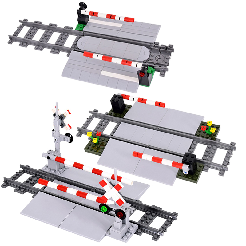 MOC City Train Building Block รถไฟทางเดินยก Rod Pedestrian Crossing ASSEMBLY ของเล่นเด็กของขวัญวันเกิด