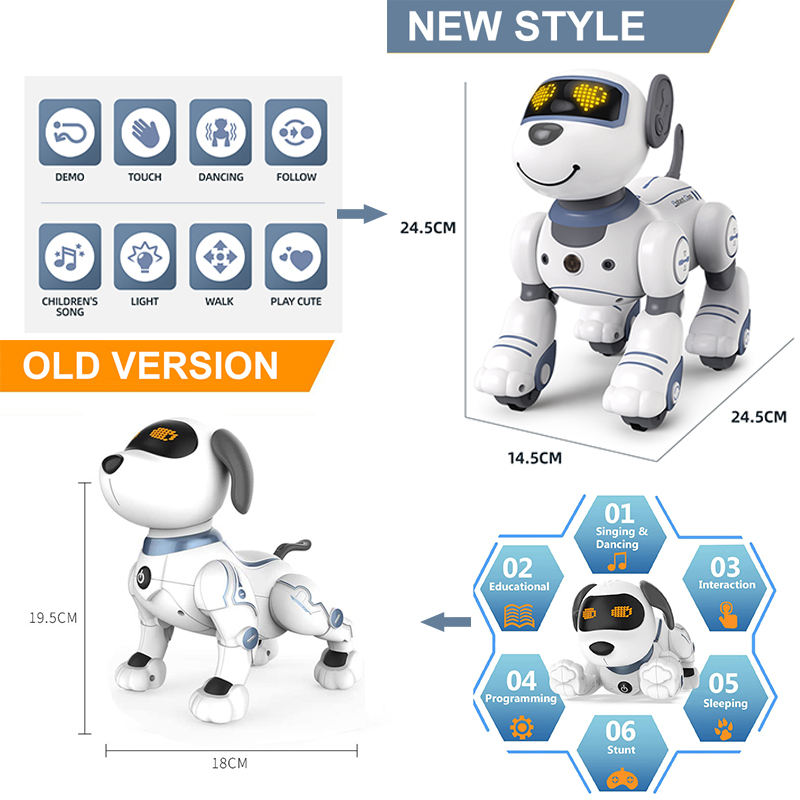 Robot électronique RC drôle pour chien, cascadeur, chiot, commande vocale, Programmable, sens tactile, chanson musicale, jouets pour enfants