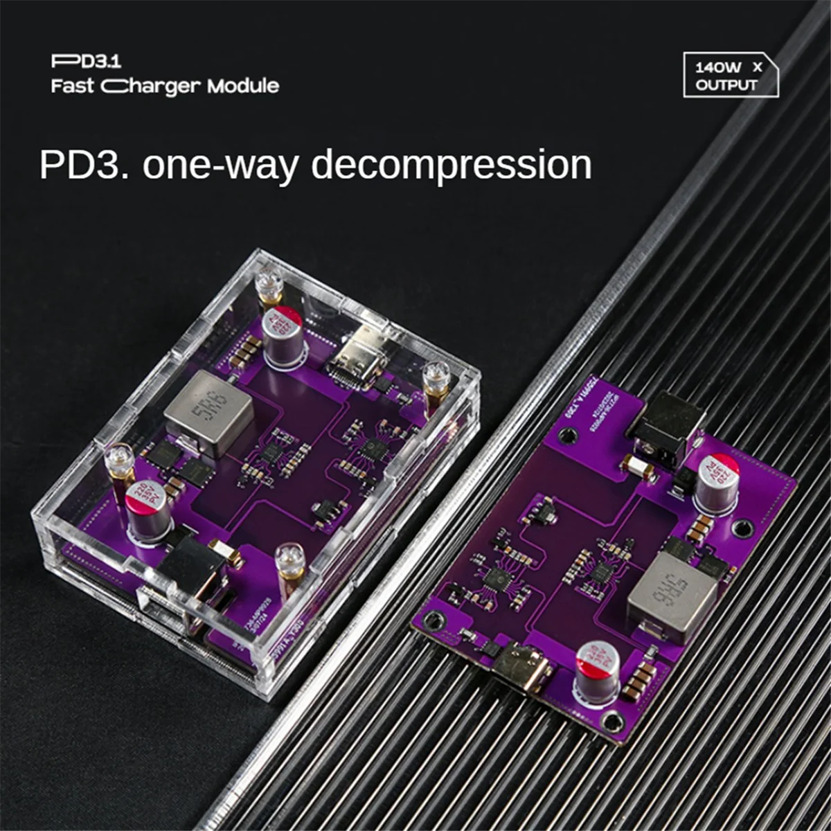 140W Fast Charging Module DC5.5X2.5mm to PD3.1 Conversion Module Type-C Output IP2736 28-32V Input Step-Down Module, C