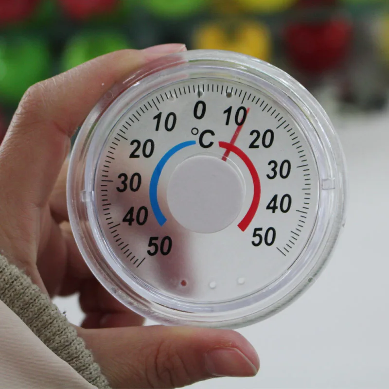 Round Plastic Outdoor Indoor Door Window Thermometer with Pointer - Humidity Temperature Measurement Tool Hygrometer Home Garden
