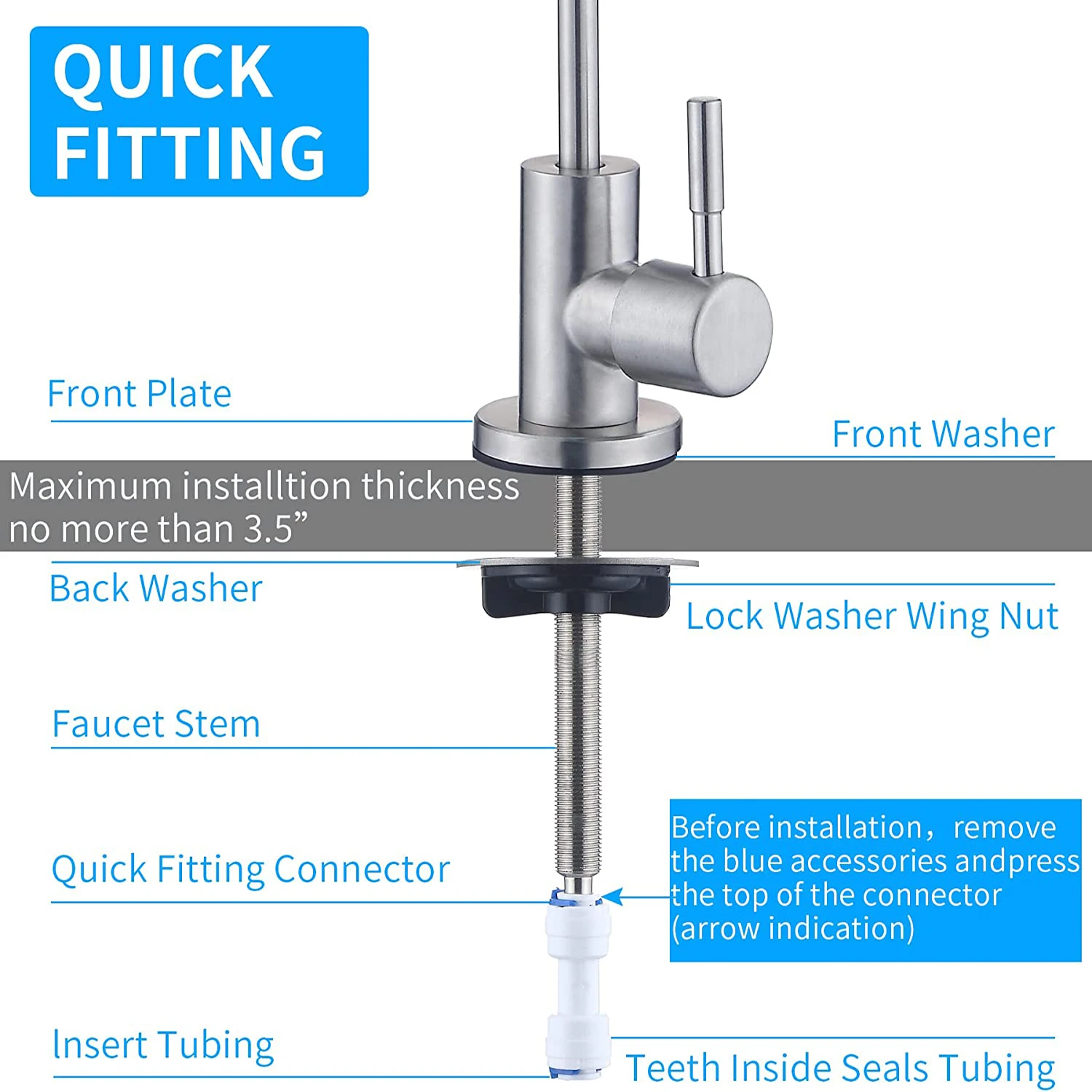 Grifo purificador de agua, grifo filtrado sin plomo que se adapta a unidades de ósmosis inversa o sistema de filtración de agua, grifo RO de cocina