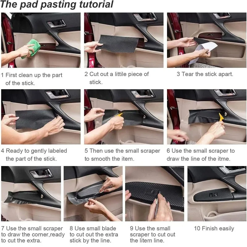 SEAMETAL 7D คาร์บอนไฟเบอร์ภายในรถสติกเกอร์ Self-Adhesive ตกแต่งสติกเกอร์ Trim ฟิล์มไวนิล Auto Anti-Scratch ป้องกันฟิล์ม