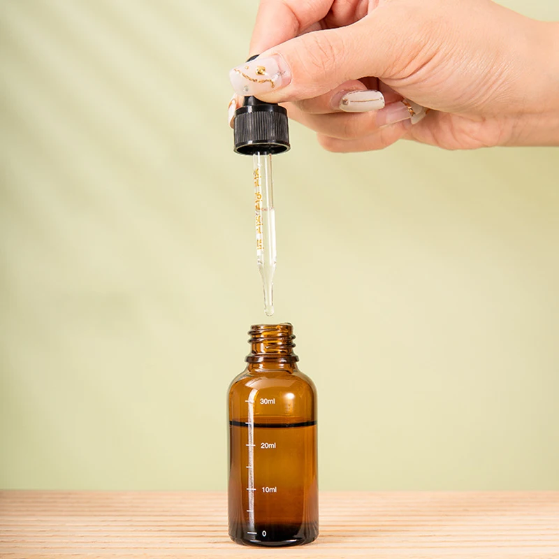 5ml-100ml Essential Oil Bottle With Scale Empty Dropper Bottle Amber Aromatherapy Liquid Glass Bottle Massage Pipette Bottles