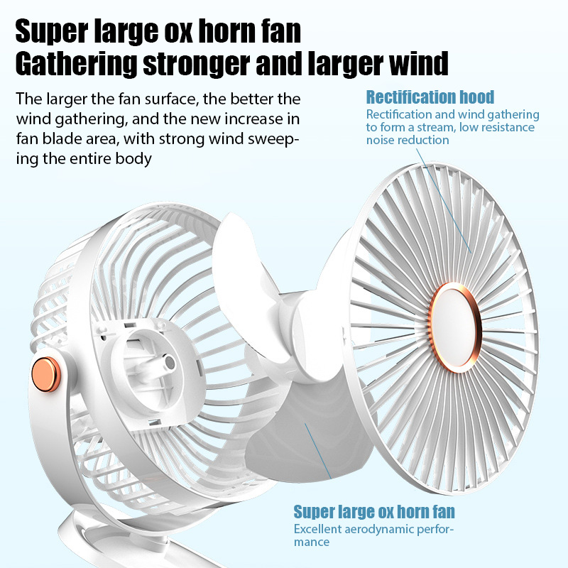 Desktop Hang Clip Fan Rechargeable Portable Air Circulator Ceiling Electric fan Camping Fans With LED Light Clip-on Air Cooler