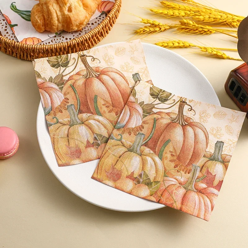 10/20 pz 33cm 2Ply ringraziamento zucca tovaglioli di carta colorati tovaglioli per feste tovagliette di carta decorativa farfalla carta barlet