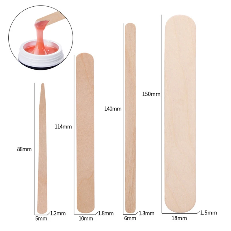 Espátula de madera desechable para depilación, palitos de cera para cejas, herramienta de belleza para uso doméstico profesional, 100 piezas