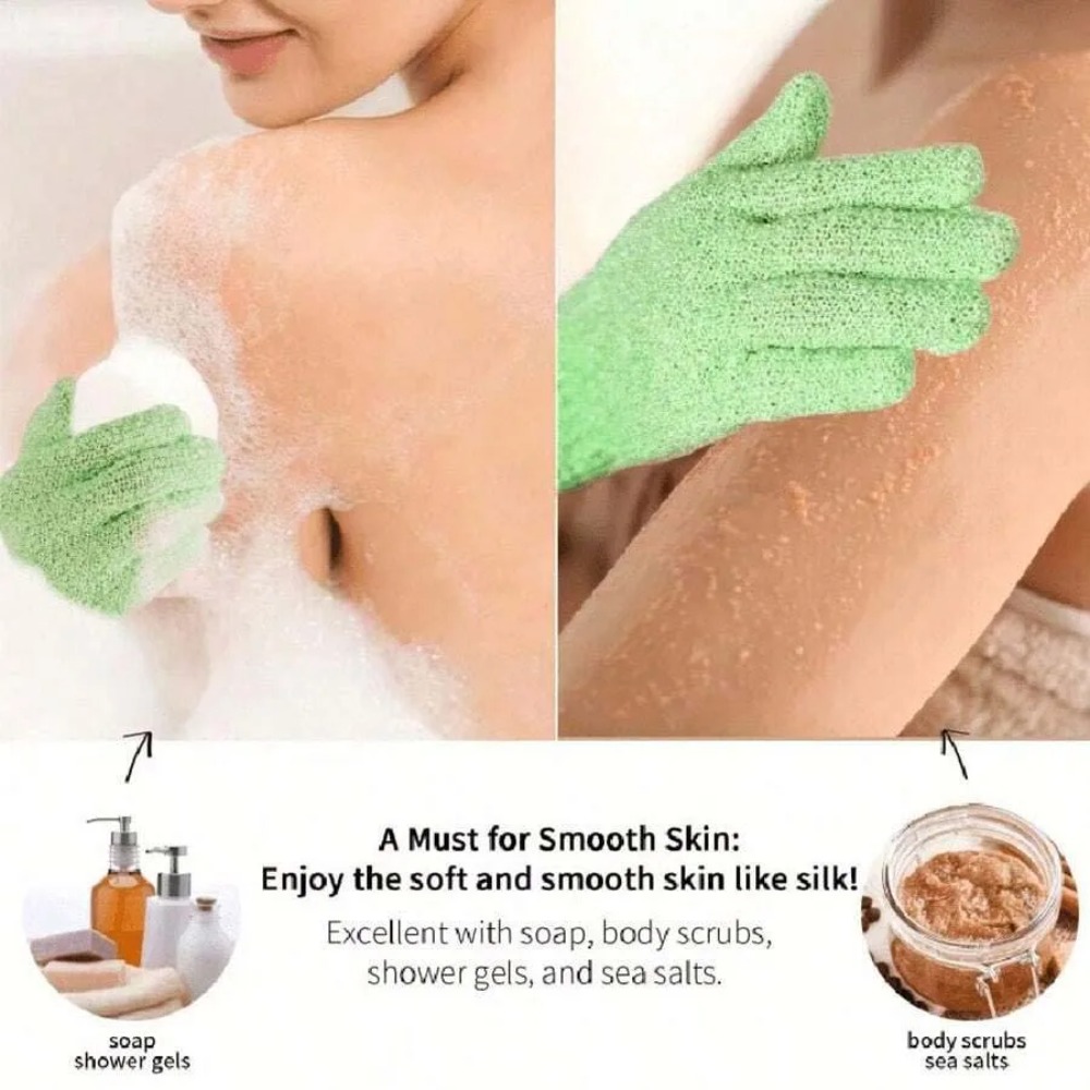 1pcs Reversible Exfoliating Shower Gloves Body Scrub Gloves, Cleansing Tools Bath Towel Bath Products Back Scrub Spa Accessories