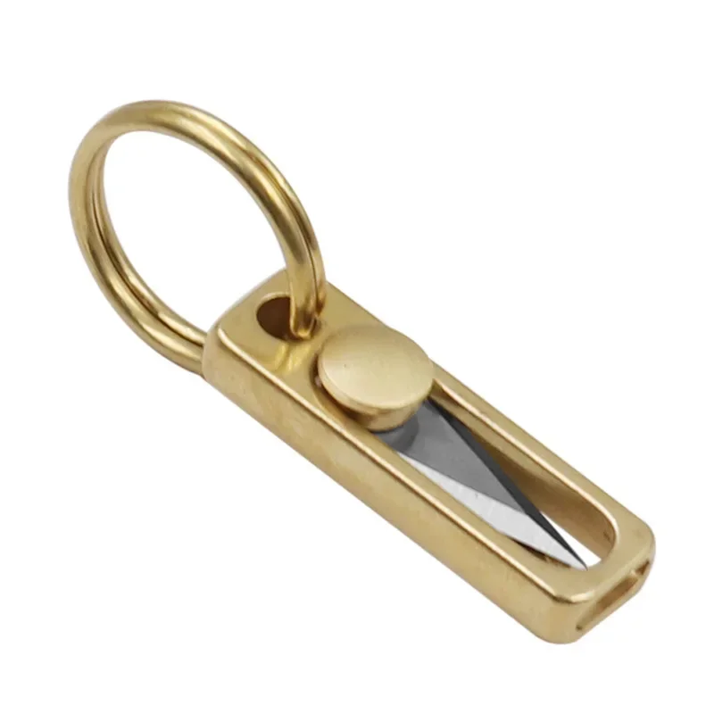 Mini coltello in ottone e acciaio inossidabile Coltello multiuso portatile Coltello di sicurezza di sopravvivenza Portachiavi Ciondolo Piccolo strumento Busta Apribottiglie