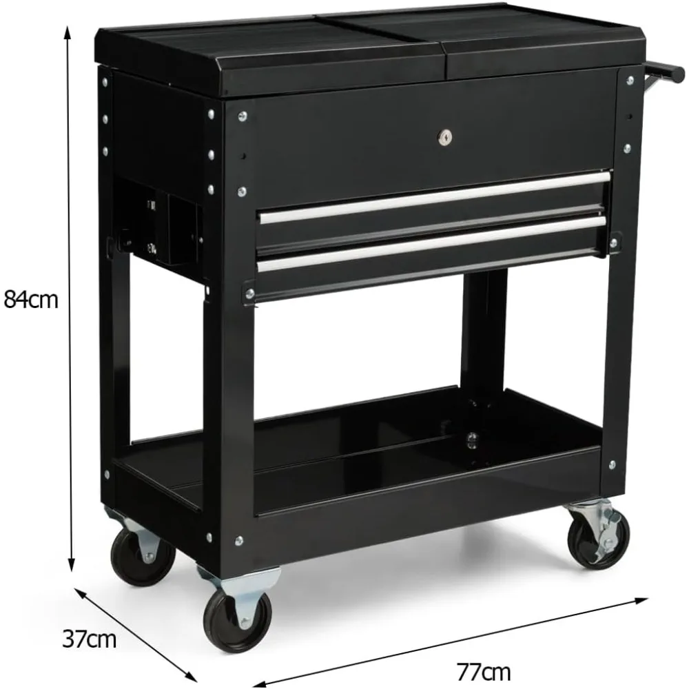 Rolling Tool Cart, 4-Tier Tool Chest Box Cabinet on Wheels with Sliding Top, Lockable Drawers and Handle, 220KG Load,Workbenches