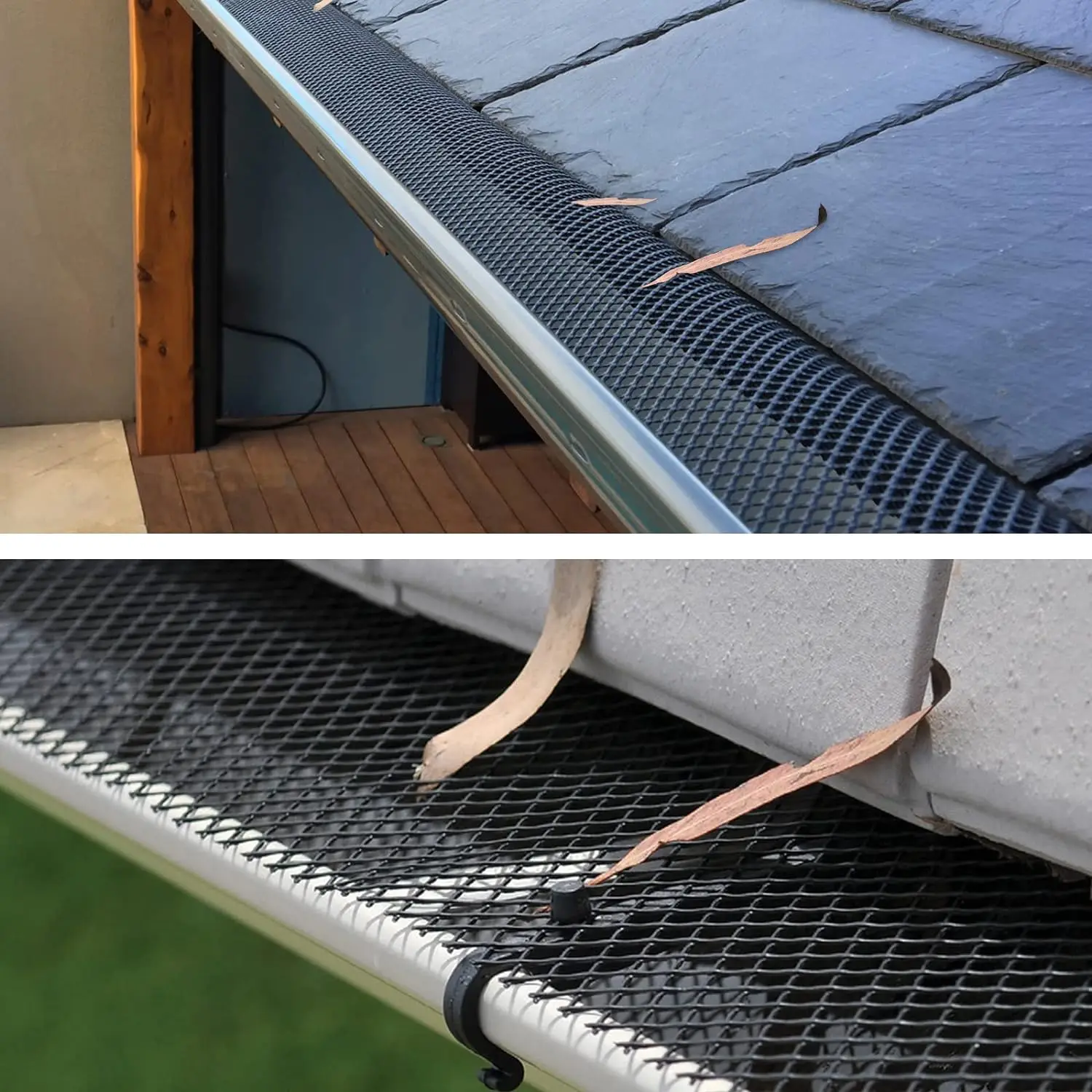 รางน้ําพลาสติกGuardตาข่ายม้วนสวนระบายน้ําProtector Leaf Debris Blockerสําหรับป้องกันท่อระบายน้ําอุดตัน 10 คลิปคงที่