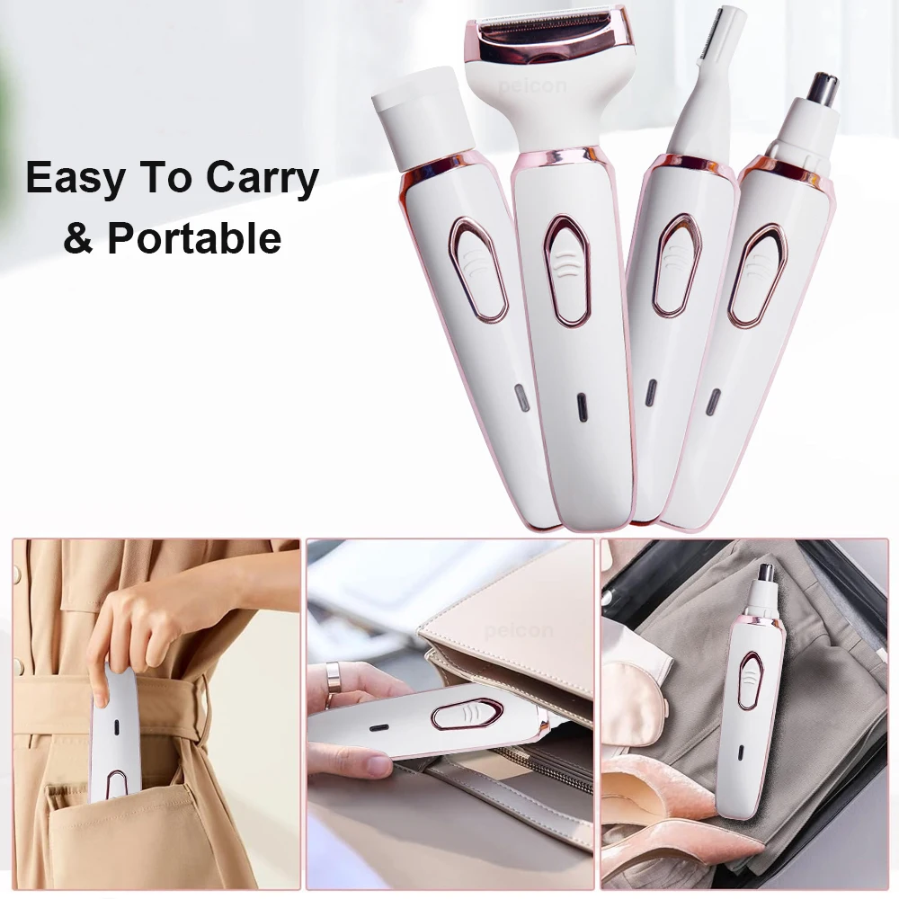 Rasoio elettrico per le donne Gamba Corpo Rasoio per capelli Bikini Ascelle Epilatore Indolore Viso Baffi Trimmer Depilatore portatile
