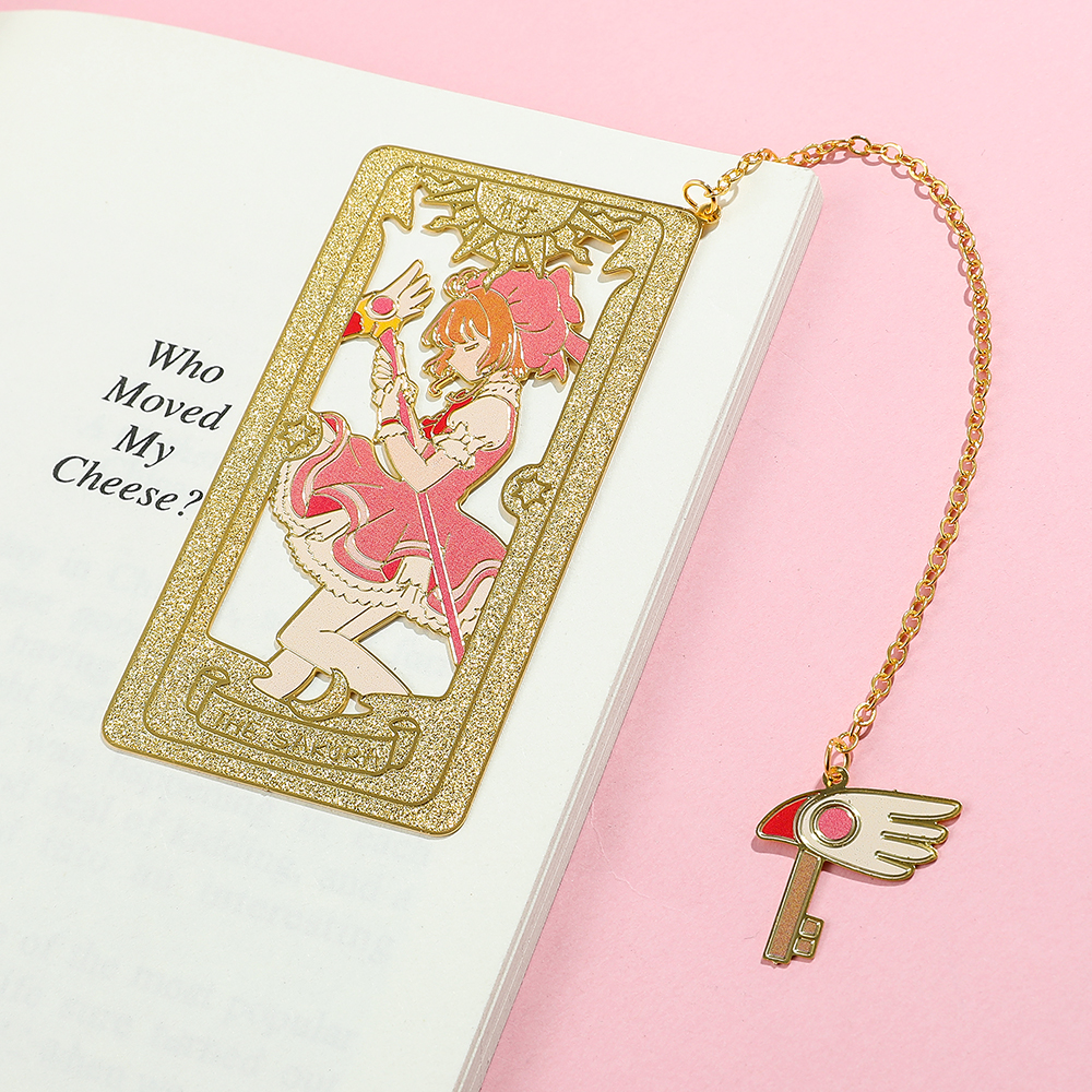 1ชิ้นอะนิเมะการ์ดแคปเตอร์หนังสือซากุระสมุดสะสมอะนิเมะแฟนๆที่คั่นหนังสือโลหะเชอร์รี่สำหรับคนรักหนังสือเครื่องเขียนอุปกรณ์การเรียน