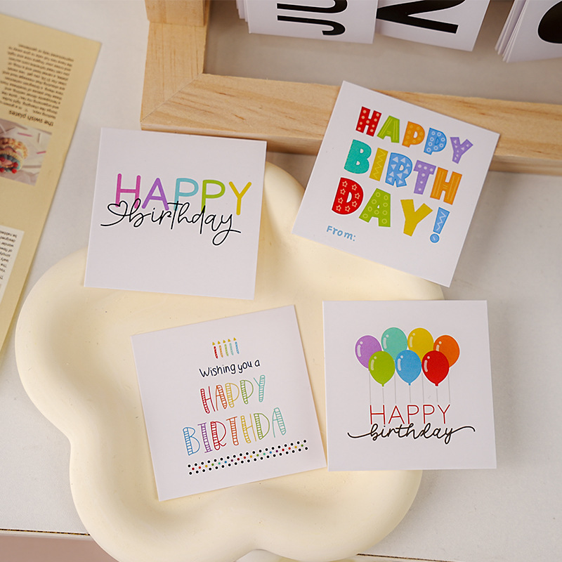 50 Stuks Kleurrijke Ballon Gelukkige Verjaardagskaarten Vierkant Papieren Kinderen Berichtkaarten Voor Vrouwen Mannen Volwassenen Feest Verjaardag Uitnodigingskaart