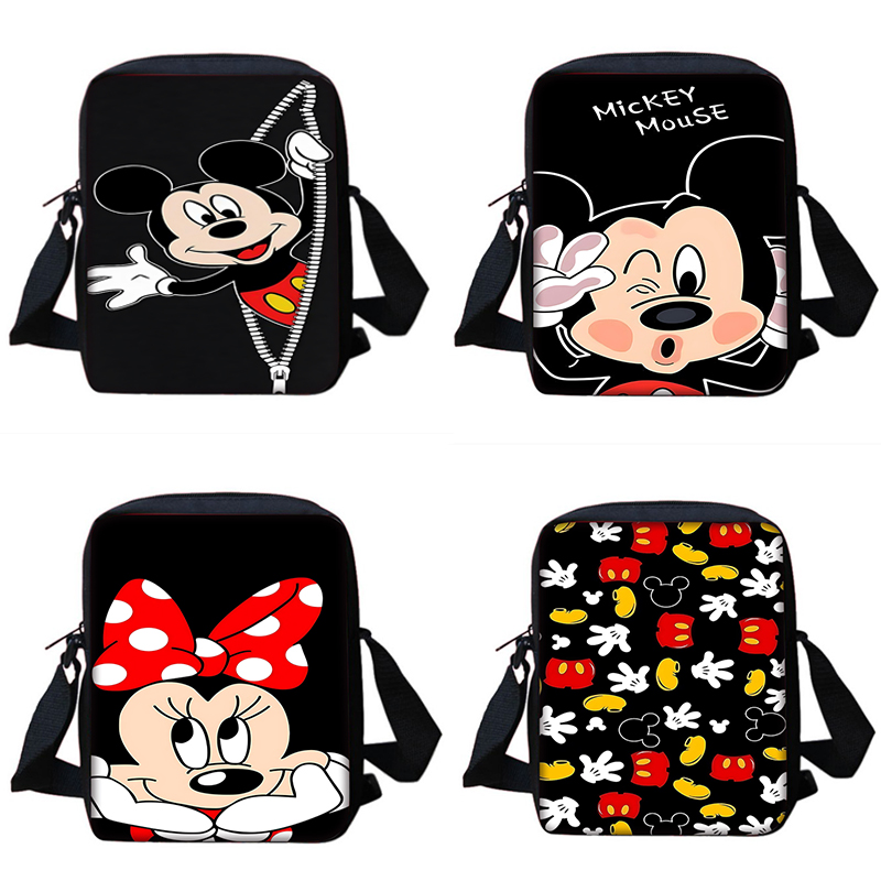 Junge Mädchen Nette anime paar Mickey Minnie Gedruckt Schulter Messenger Tasche Kind Casual Handtasche Männer Frauen Telefon Tasche Einkaufstasche