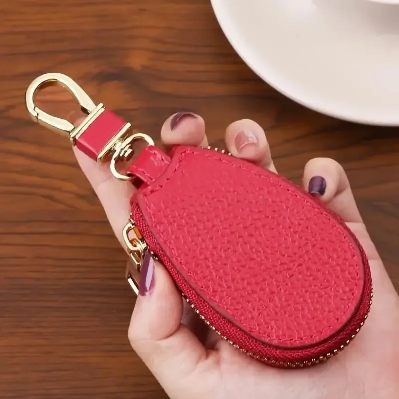 1PCS Leather Zipper Key Wallet Keychain Multifunctional Mini Purse Key Holder Case