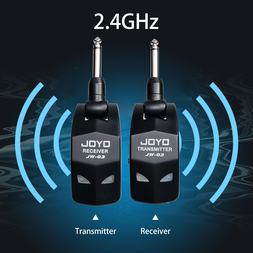 JOYO JW-03 sistema de guitarra inalámbrico 2,4G 4 canales transmisor receptor inalámbrico recargable para amplificador de bajo de guitarra eléctrica