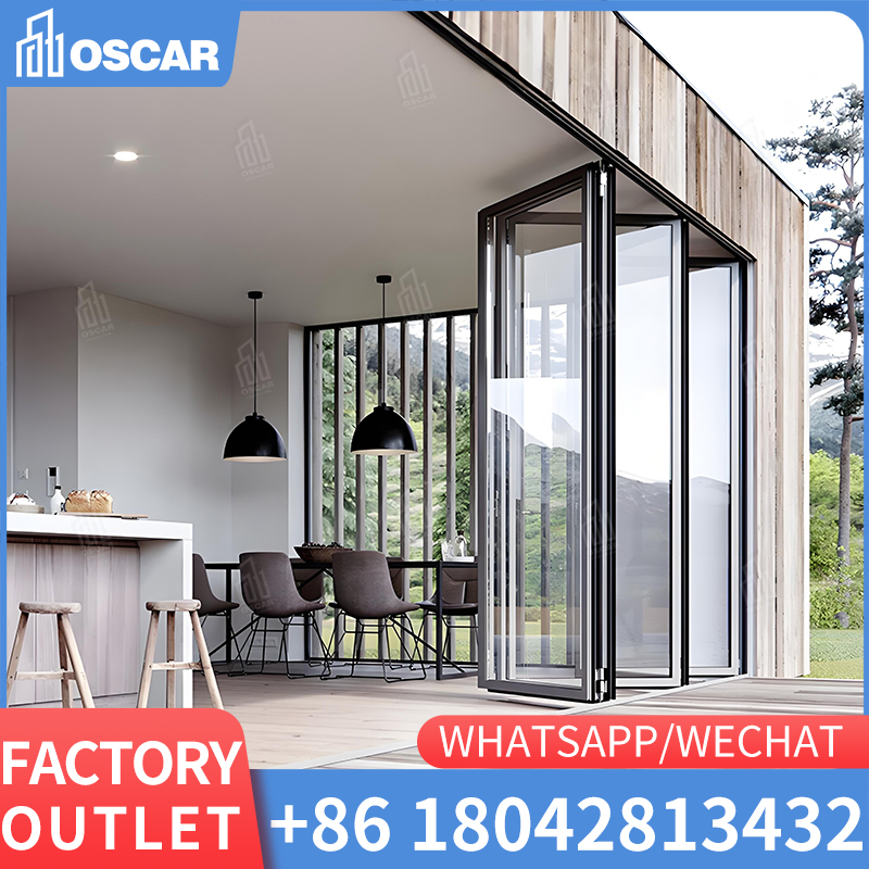 Puertas de vidrio corredizas plegables de aluminio exteriores de gran calidad con vidrio templado