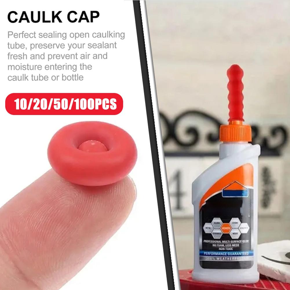 10pcs Caulking Gun Nozzles Cap Red Caulk Saving Caulk Saver Tube Covers for Sealing Preserving Finishing Construction Tools ﻿